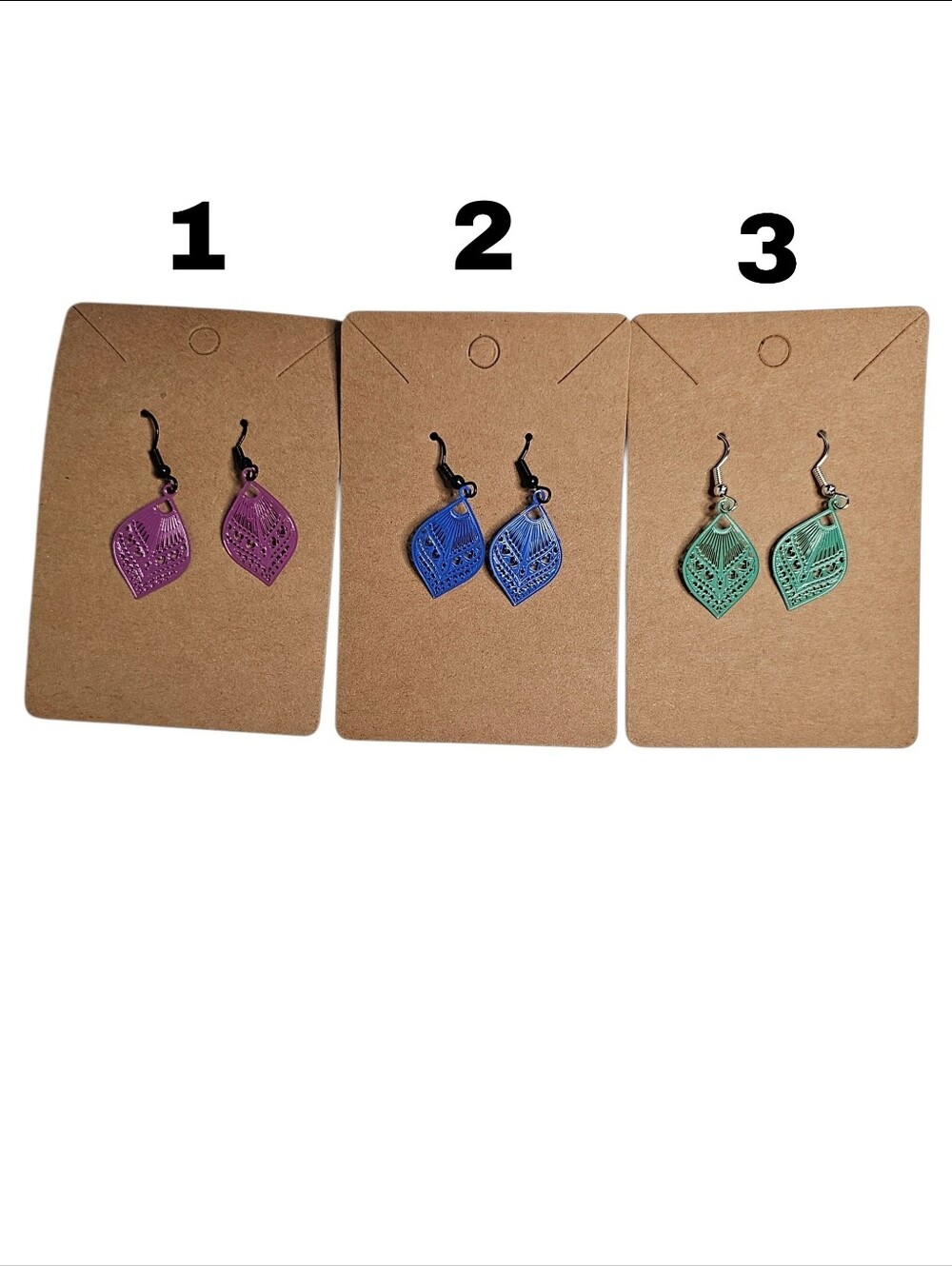 (Pick 1) Leaf Filigree Drop Earrings - Purple, Blue, Teal NWOT